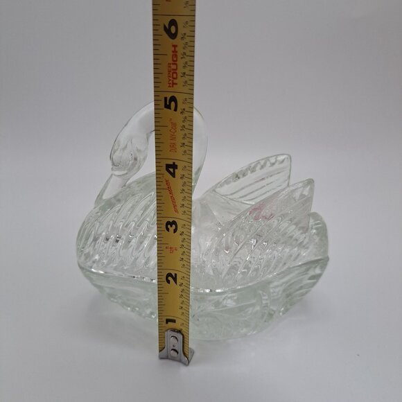 Crystal Glass Swan Figurine Trinket Holder 5" Tall Elegant Decorative Piece - Picture 5 of 8